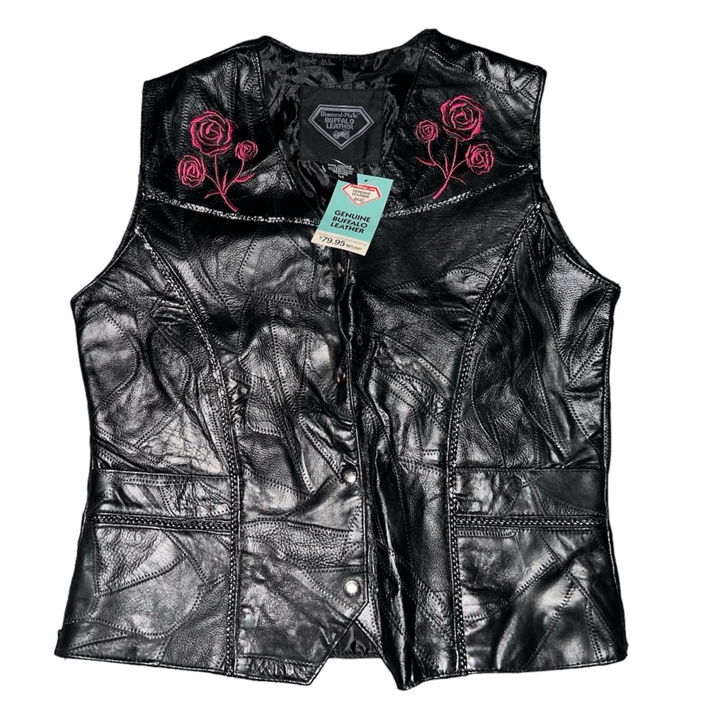 EDGY BIKER LEATHER ROSE VEST